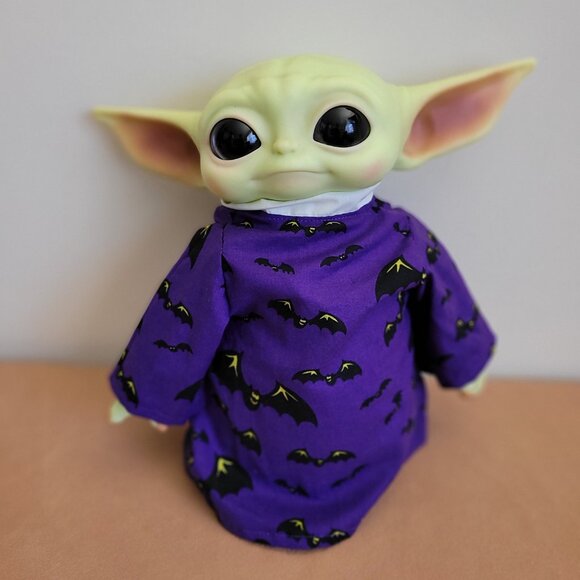 Spooky Bats 2pc Halloween Outfit/scarf set for 11" Mattel Child Grogu Yoda dolls - Picture 5 of 8